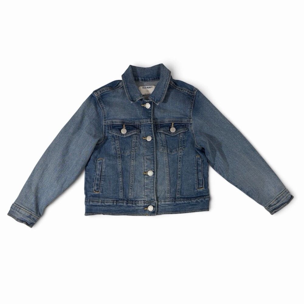 Old Navy Girl's Denim Jacket Size S (6-7) Classic Blue Jean Trucker Jacket Coat